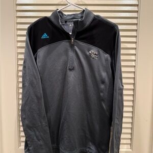 adidas Gray & Black Climawarm Quarter-Zip Pullover with Teal Trim